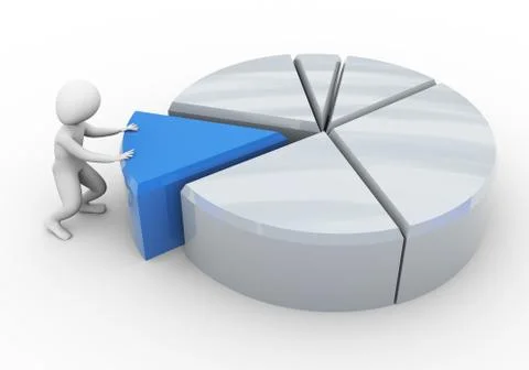 3d man and pie chart Stock Illustration