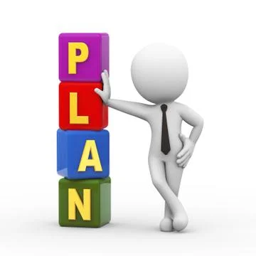 3d man and plan cubes Stock Illustration