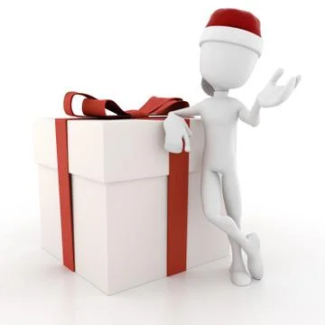 3d man and present, isolated on white Stock Illustration