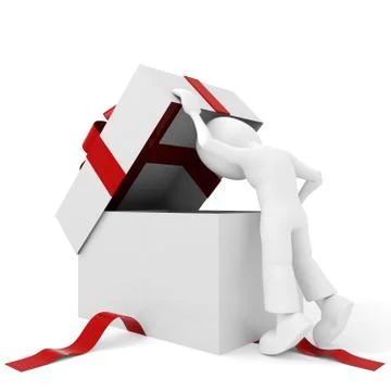 3d man and presents, isolated on white Stock Illustration