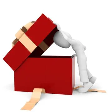 3d man and presents, isolated on white Stock Illustration