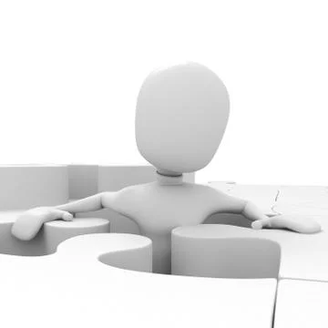 3d man and a puzzle Illustrazione stock