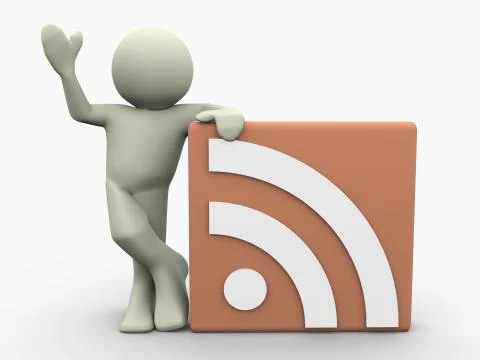 3d man and rss icon Stock Illustration