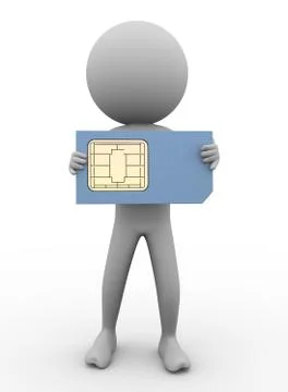 3d man and sim card Stock Illustration