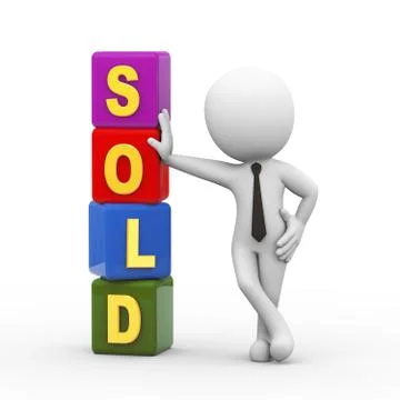 3d man and sold cubes Stock Illustration