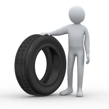 3d man and tyre Stock Illustration