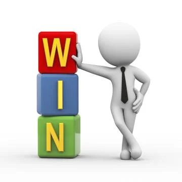 3d man and win cubes Stock Illustration