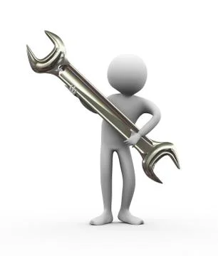3d man and wrench Stock Illustration