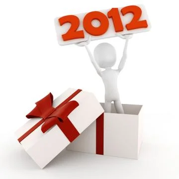 3d man announcing the new 2012 Stock Illustration