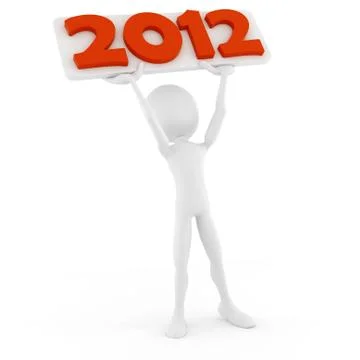 3d man announcing the new 2012 Stock Illustration