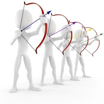 3d man archer, isolated on white Stock Illustration