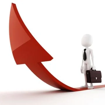 3d man on arrow - competition comcept Illustrazione stock