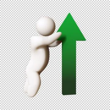 3D man with up arrow Stock Illustration