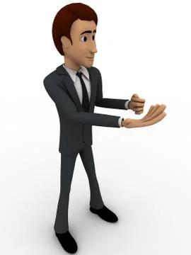 3d man asking with waving one hand concept Stock Illustration