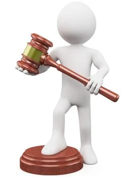 3d man with a auction hammer Stock Illustration