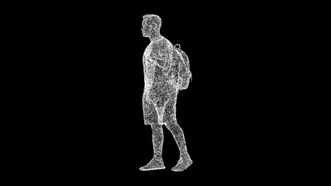 3D man with a backpack rotates on black background. Leisure and Travel concept Stock Footage 249240866