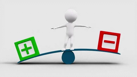 3D Man Balancing Between Plus And Minus in a Loop with transparent (alpha) .. Vídeos de archivo 249600113