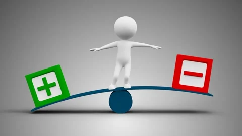 3D Man Balancing Between Plus And Minus in a Loop Stock Footage 249614787