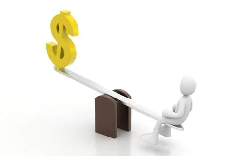 3d man balancing with dollar sign Free Stock Illustration