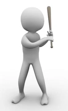 3d man baseball player Stock Illustration