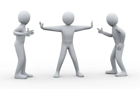 3d man between fighting people Stock Illustration