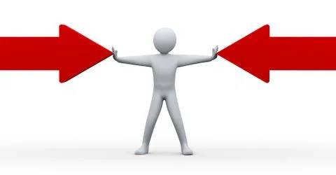 3d man between two arrows Stock Illustration