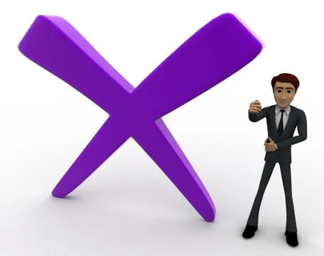 3d man with big cross mark concept Stock Illustration