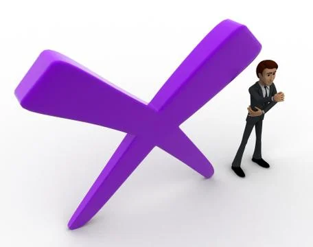 3d man with big cross mark concept Stock Illustration