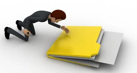 3d man with big file folder concept Illustrazione stock