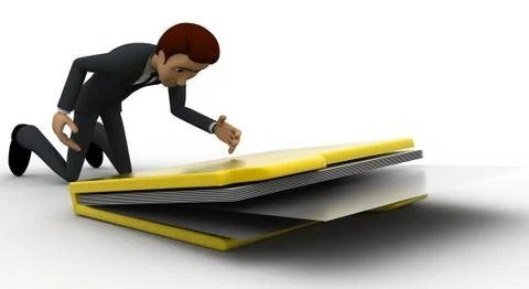 3d man with big file folder concept Illustrazione stock