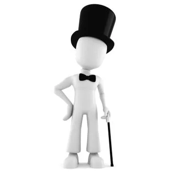 3d man with a big hat, isolated on white background Stock Illustration