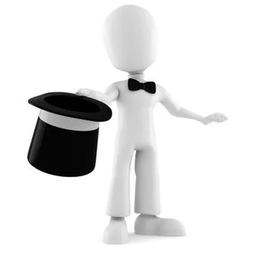 3d man with a big hat, isolated on white background Stock Illustration
