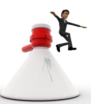 3d man with big white speaker concept Stock Illustration