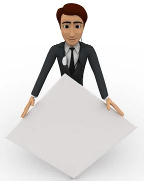 3d man with blank board concept Illustrazione stock