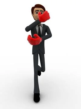 3d man block attack with boxing gloves concept 3d man block attack with bo... 스톡 사진