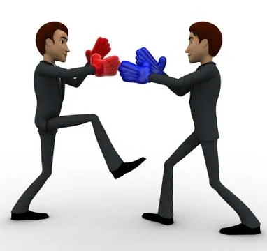 3d man block punch with boxling gloves concept Stock Illustration