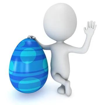 3d Man with Blue Easter Egg. Stock Illustration