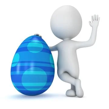 3d Man with Blue Easter Egg. Illustrazione stock