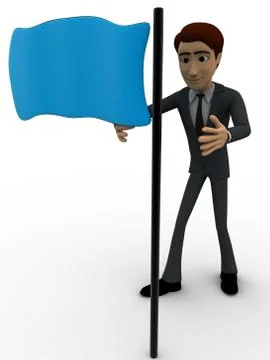 3d man with blue flag concept Stock Illustration