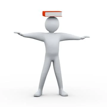 3d man with  book on head Stock Illustration