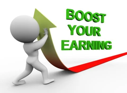 3d man boost you earning Stock Illustration