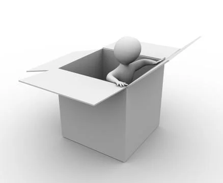 3d man in the box Stock Illustration