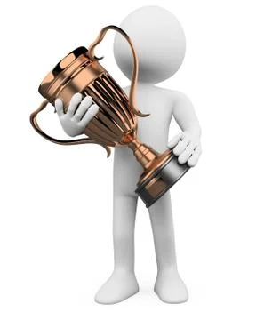3d man with a bronze trophy in the hands Stock Illustration