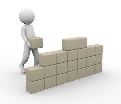 3d man building wall Stock Illustration