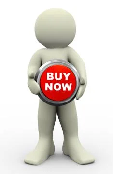 3d man buy now button Stock Illustration
