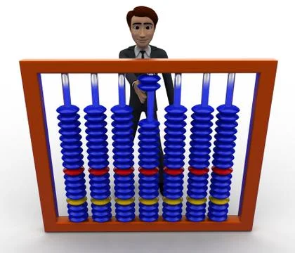 3d man calculating using abcus concept Stock Illustration