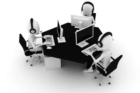 3d man, call center, isolated on white Stock Illustration