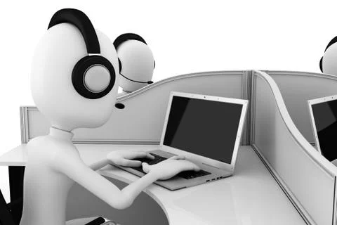 3d man, call center, isolated on white Stock Illustration