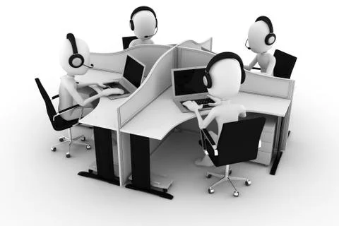 3d man, call center, isolated on white Stock Illustration