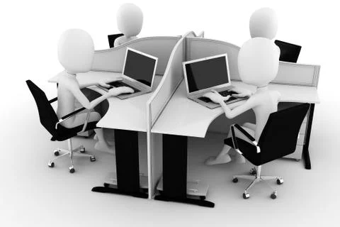 3d man, call center, isolated on white Stock Illustration